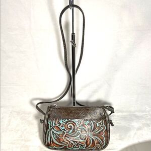 Brown and Turquoise Crossbody Bag